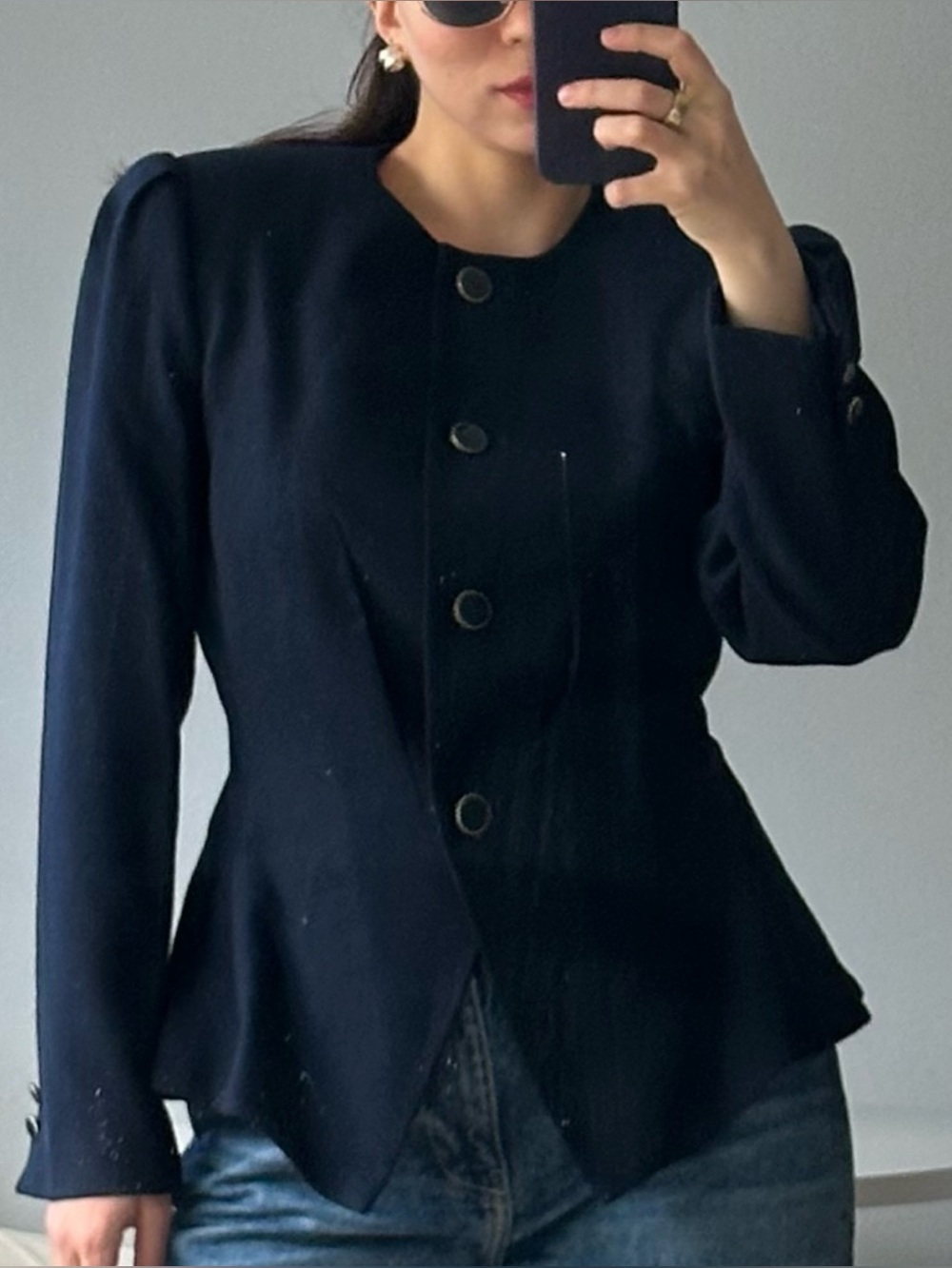 Kasper Wool Button Up Cinch Waist Blazer Navy Size Medium (6/8) - Picture 2 of 10